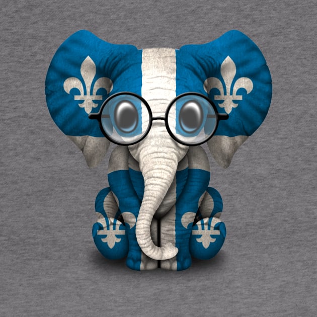 Baby Elephant with Glasses and Quebec Flag by jeffbartels